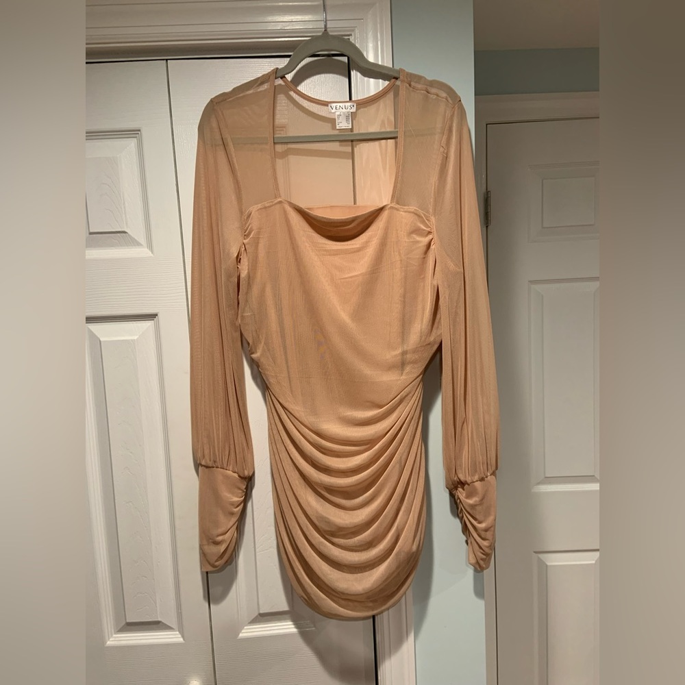 Sexy sheer neutral top.